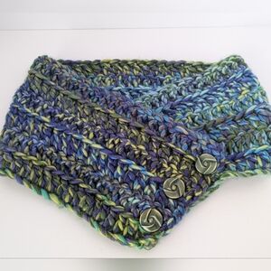 Handmade Multicolor Knit Scarf with Buttons